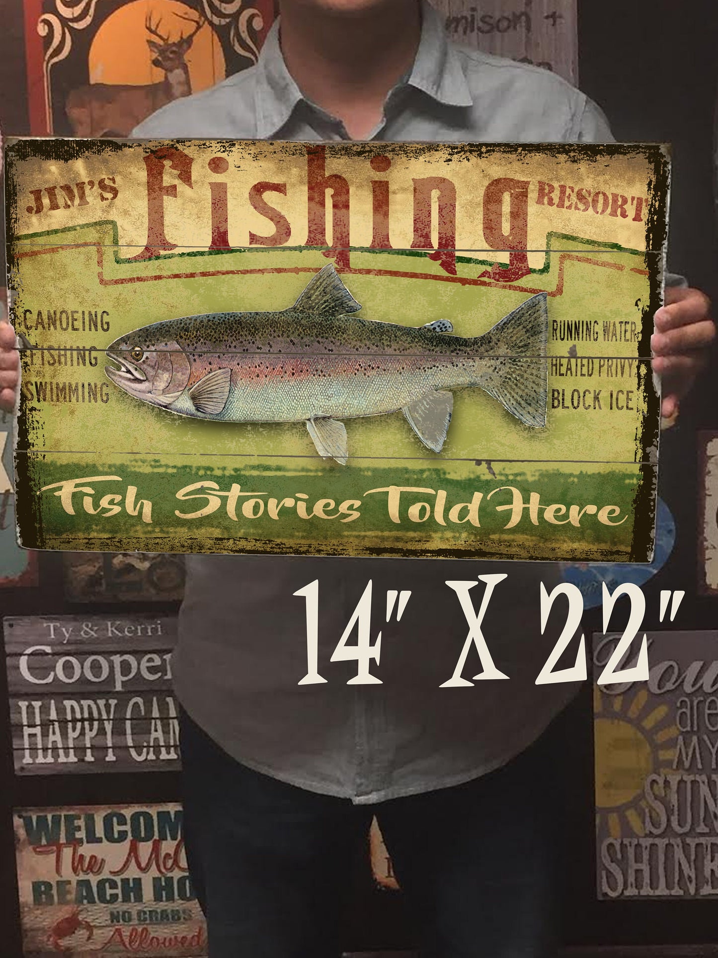 Custom Fishing Resort Sign - for your Lodge or Cabin