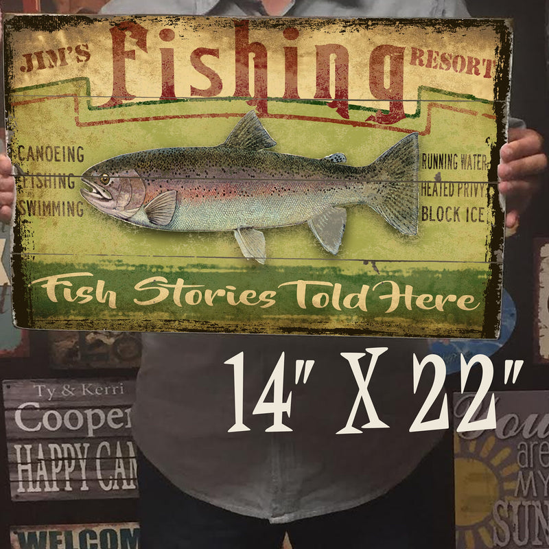 Custom Fishing Resort Sign - for your Lodge or Cabin