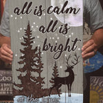 All is Calm, All is Bright - Vintage Sign with Personalization