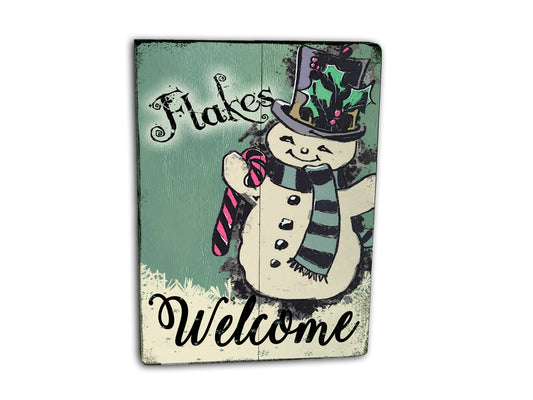 Flakes Welcome - Vintage Snowman Christmas Sign