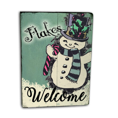 Flakes Welcome - Vintage Snowman Christmas Sign