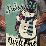 Flakes Welcome - Vintage Snowman Christmas Sign