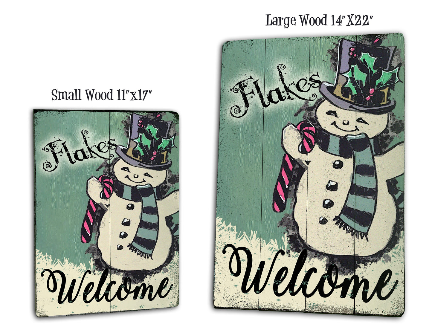 Flakes Welcome - Vintage Snowman Christmas Sign