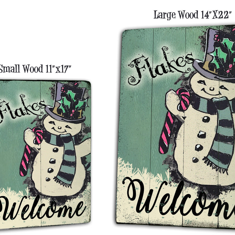 Flakes Welcome - Vintage Snowman Christmas Sign