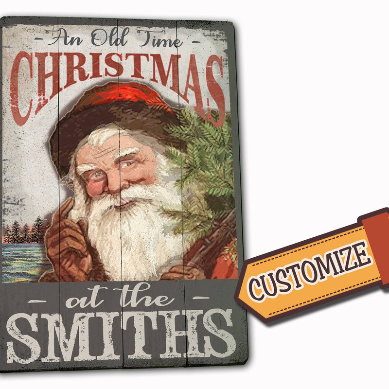Old Time Christmas Sign - with Family Name