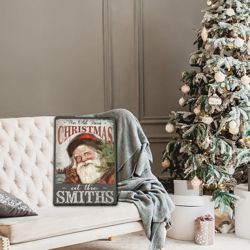Old Time Christmas Sign - with Family Name