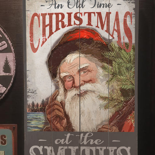 Old Time Christmas Sign - with Family Name