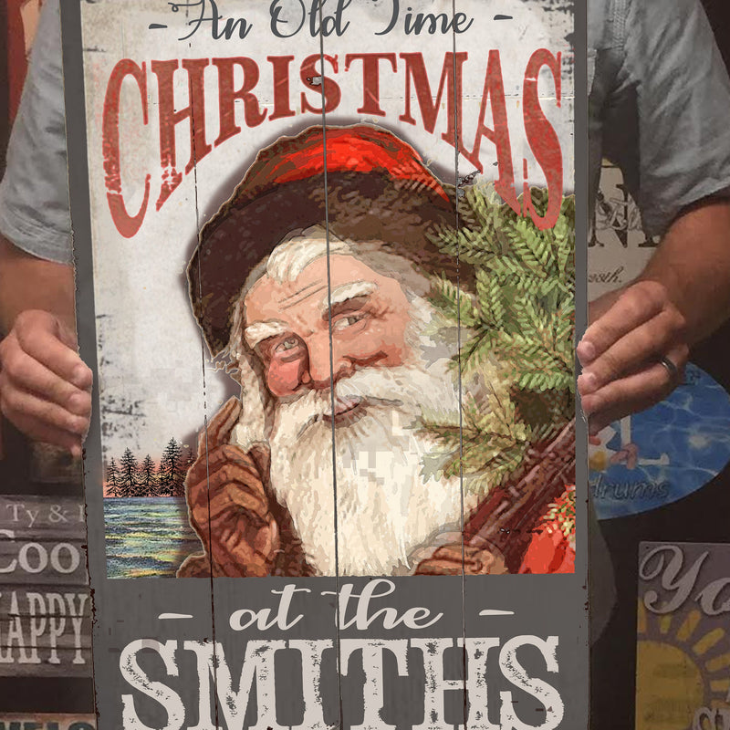 Old Time Christmas Sign - with Family Name