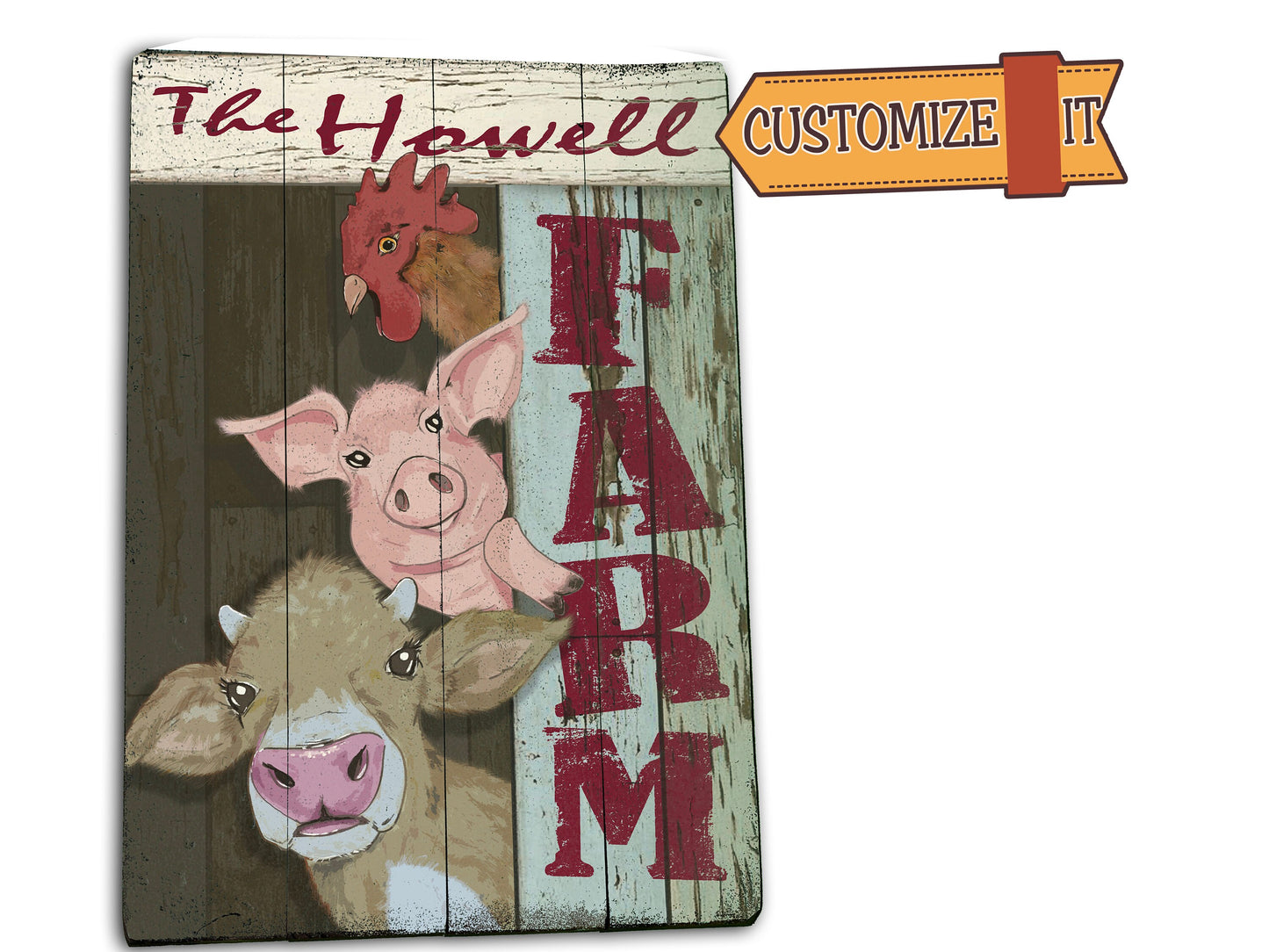 Custom Farm Sign - Cow, Pig, Chicken