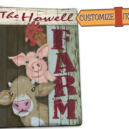 Custom Farm Sign - Cow, Pig, Chicken