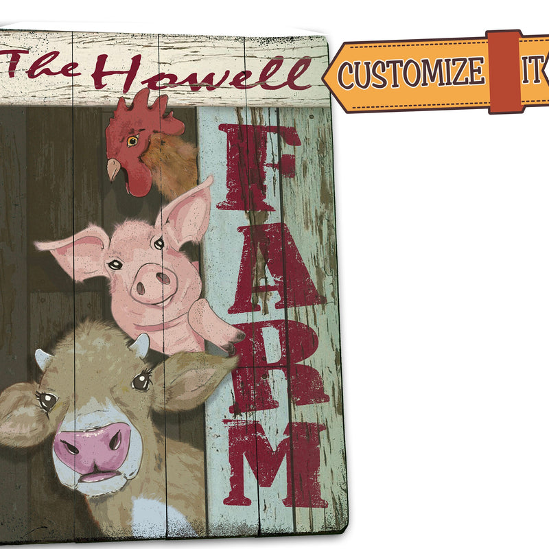 Custom Farm Sign - Cow, Pig, Chicken