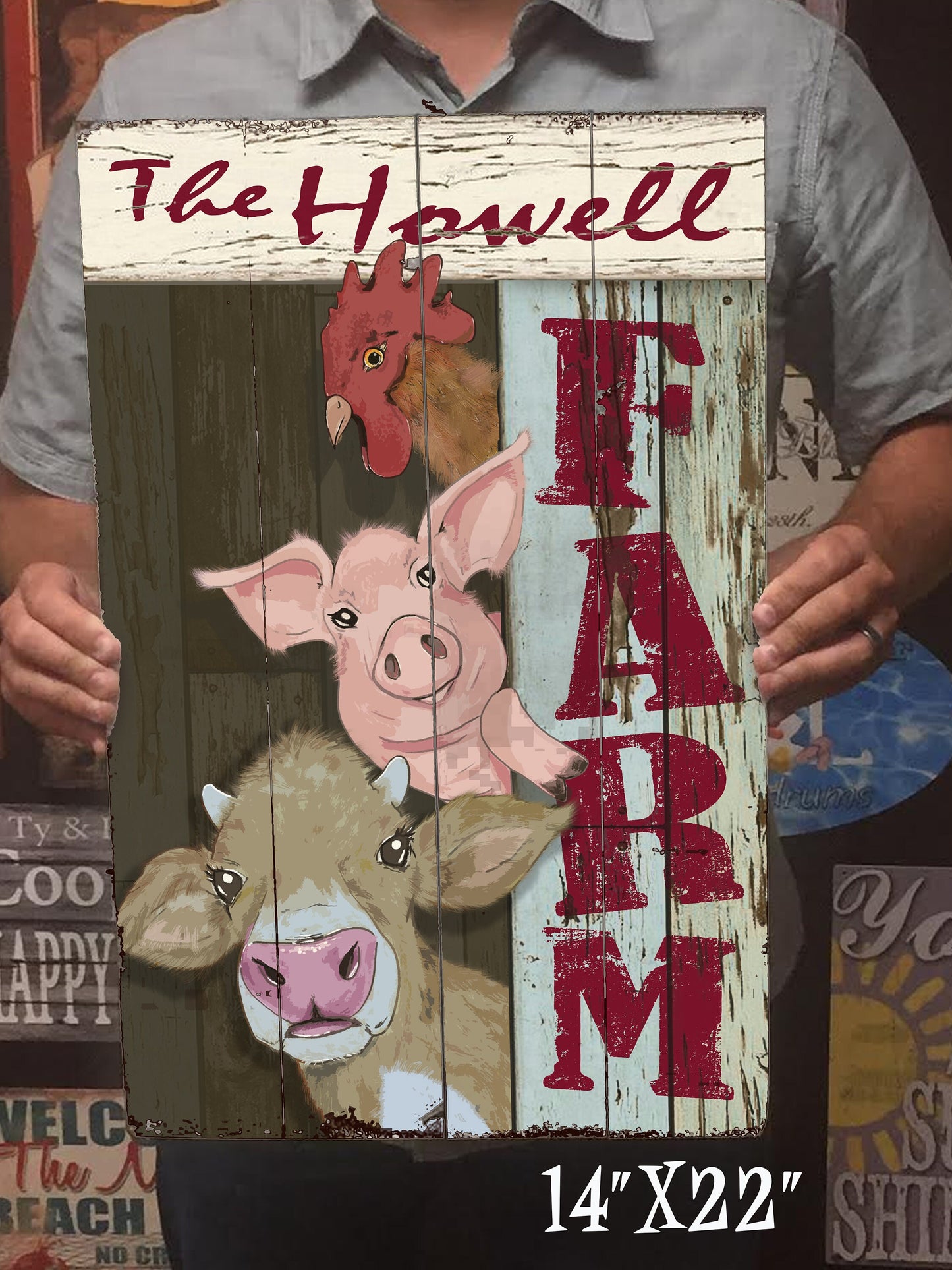 Custom Farm Sign - Cow, Pig, Chicken