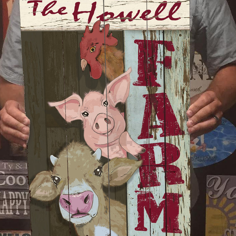 Custom Farm Sign - Cow, Pig, Chicken