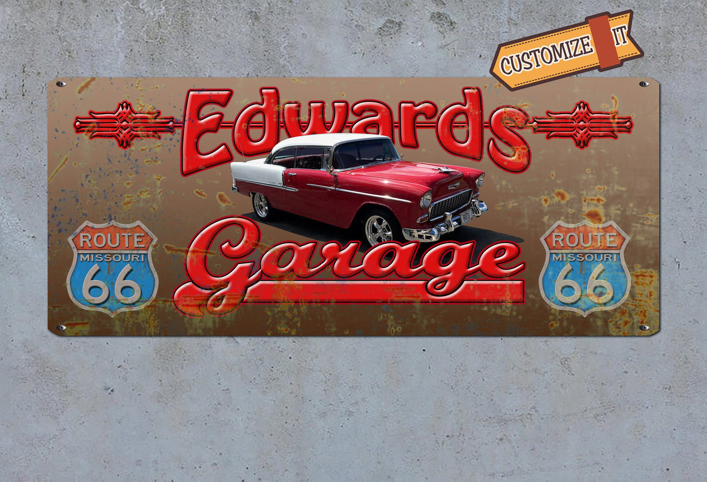 HUGE Custom Garage Sign on Metal - with picture of YOUR Car!!!