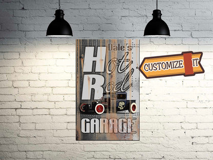 Custom Hot Rod Garage Sign - Featuring YOUR CAR! On Metal!