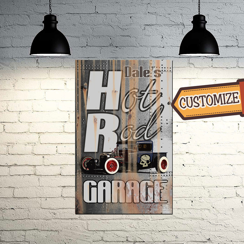Custom Hot Rod Garage Sign - Featuring YOUR CAR! On Metal!
