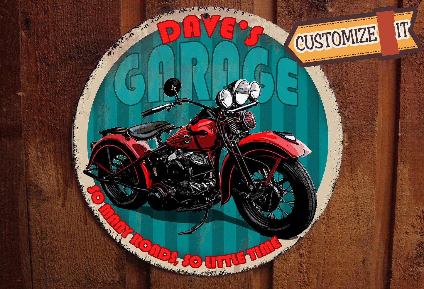 Custom, Vintage Motorcycle Sign - featuring YOUR MOTORCYCLE!