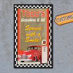 Custom Gasoline and Oil Sign - Featuring YOUR CAR! On Metal!