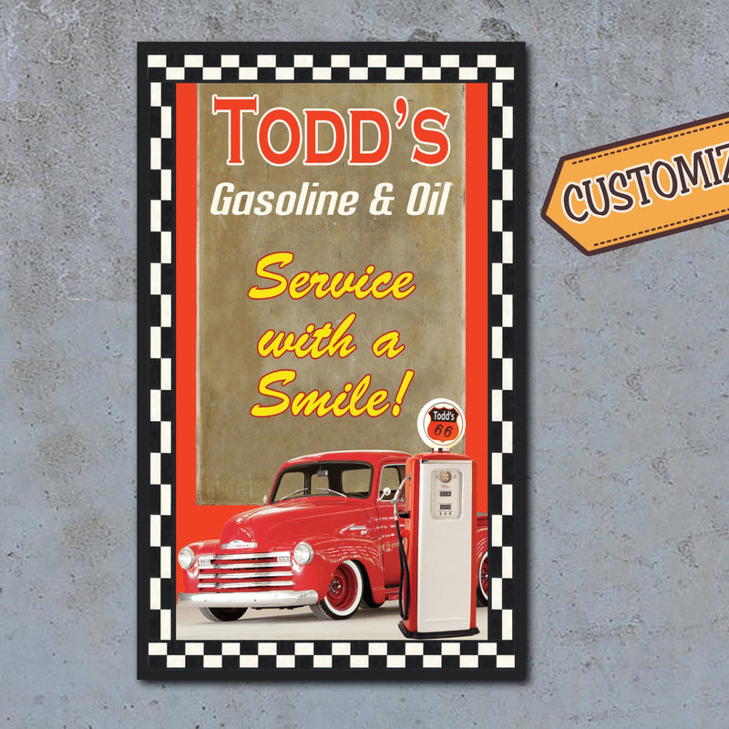 Custom Gasoline and Oil Sign - Featuring YOUR CAR! On Metal!
