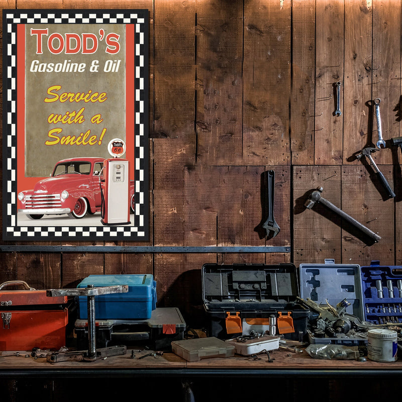 Custom Gasoline and Oil Sign - Featuring YOUR CAR! On Metal!