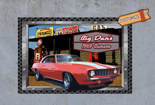 Vintage Gas Station Metal Sign - Customized with your CAR!