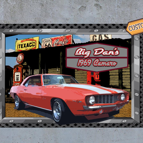 Vintage Gas Station Metal Sign - Customized with your CAR!