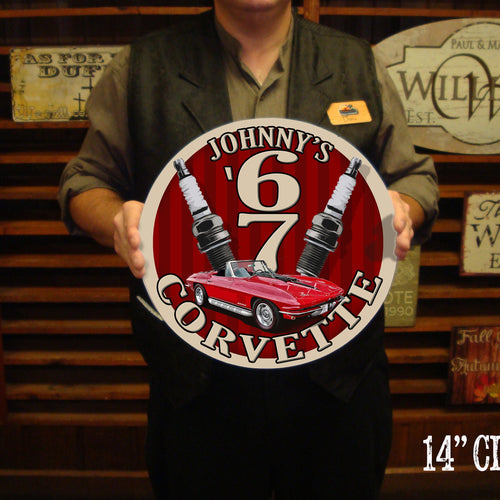 Vintage Metal Sign - with YOUR CAR! Free Personalization.