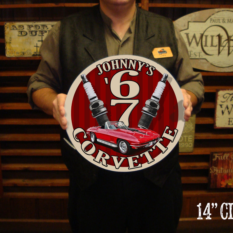 Vintage Metal Sign - with YOUR CAR! Free Personalization.