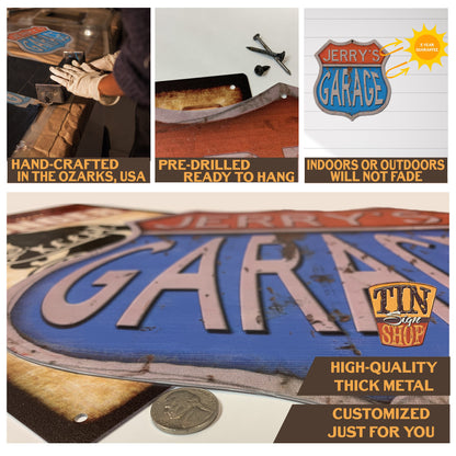 Custom Hot Rod Garage Sign - Featuring YOUR CAR! On Metal!