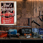 Dad's Garage Sign - On Metal. Customized.