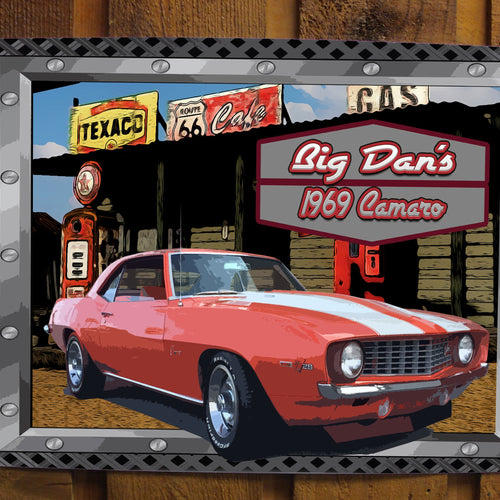 Vintage Gas Station Metal Sign - Customized with your CAR!