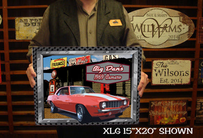 Vintage Gas Station Metal Sign - Customized with your CAR!