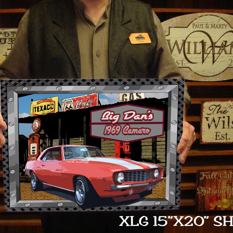 Vintage Gas Station Metal Sign - Customized with your CAR!