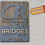 Family Name with Monogram - Home decor sign on Wood