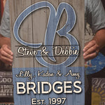 Family Name with Monogram - Home decor sign on Wood