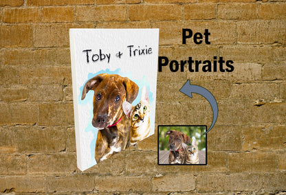 Water Color Pet Portrait on Canvas - Free Personalization