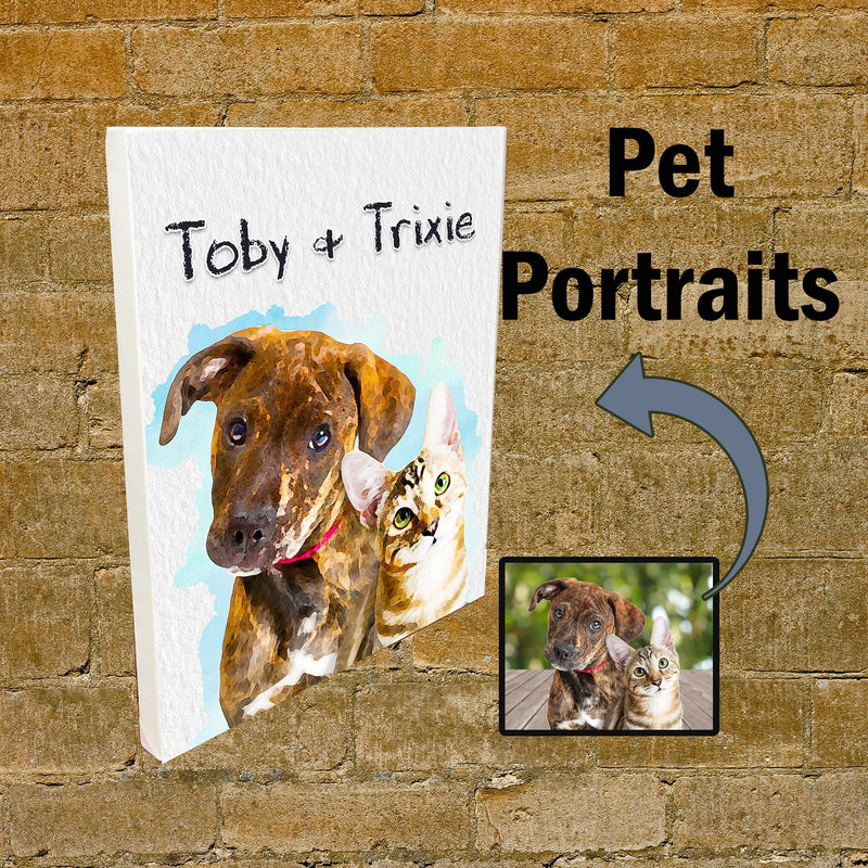 Water Color Pet Portrait on Canvas - Free Personalization