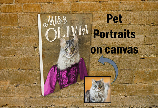 Custom Pet Portrait on Canvas - Victorian Style