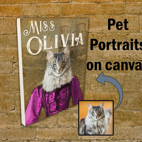 Custom Pet Portrait on Canvas - Victorian Style