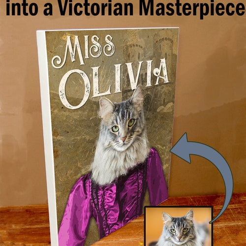 Custom Pet Portrait on Canvas - Victorian Style
