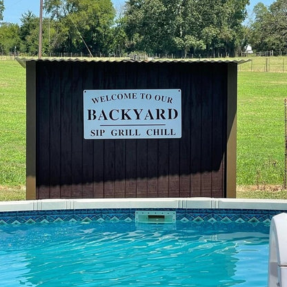 Welcome to Our Backyard Sign, Personalized Backyard Name Sign, Outdoor patio Sign, Backyard Decor, Welcome Sign, Personalized Sign, Metal