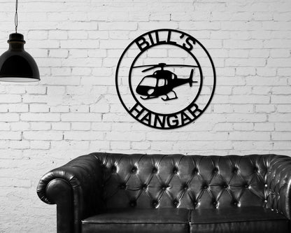 Helicopter Hangar Sign, Personalized Pilot Name Sign, Custom Aviation Lover, Man Cave Sign, Helicopter Sign, Personalized Helicopter Sign