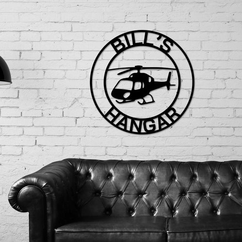 Helicopter Hangar Sign, Personalized Pilot Name Sign, Custom Aviation Lover, Man Cave Sign, Helicopter Sign, Personalized Helicopter Sign
