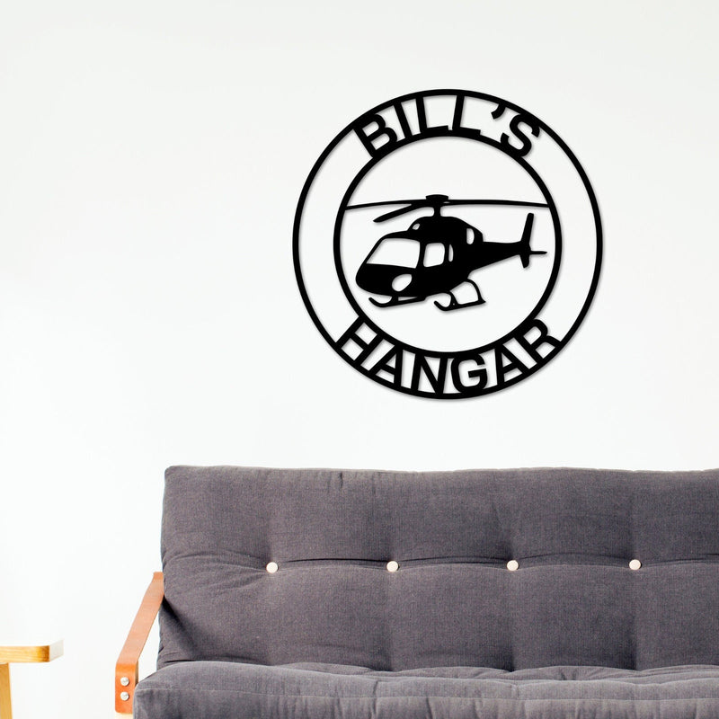Helicopter Hangar Sign, Personalized Pilot Name Sign, Custom Aviation Lover, Man Cave Sign, Helicopter Sign, Personalized Helicopter Sign
