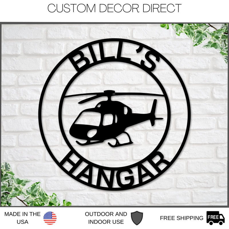 Helicopter Hangar Sign, Personalized Pilot Name Sign, Custom Aviation Lover, Man Cave Sign, Helicopter Sign, Personalized Helicopter Sign