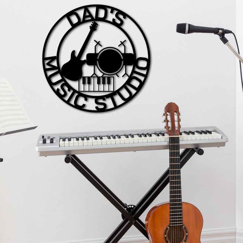 Custom Music Room Sign, Music Studio Metal Sign, Personalized Music Decor, Musical Instruments Sign, Musician Gift, Guitar Drums Keyboard