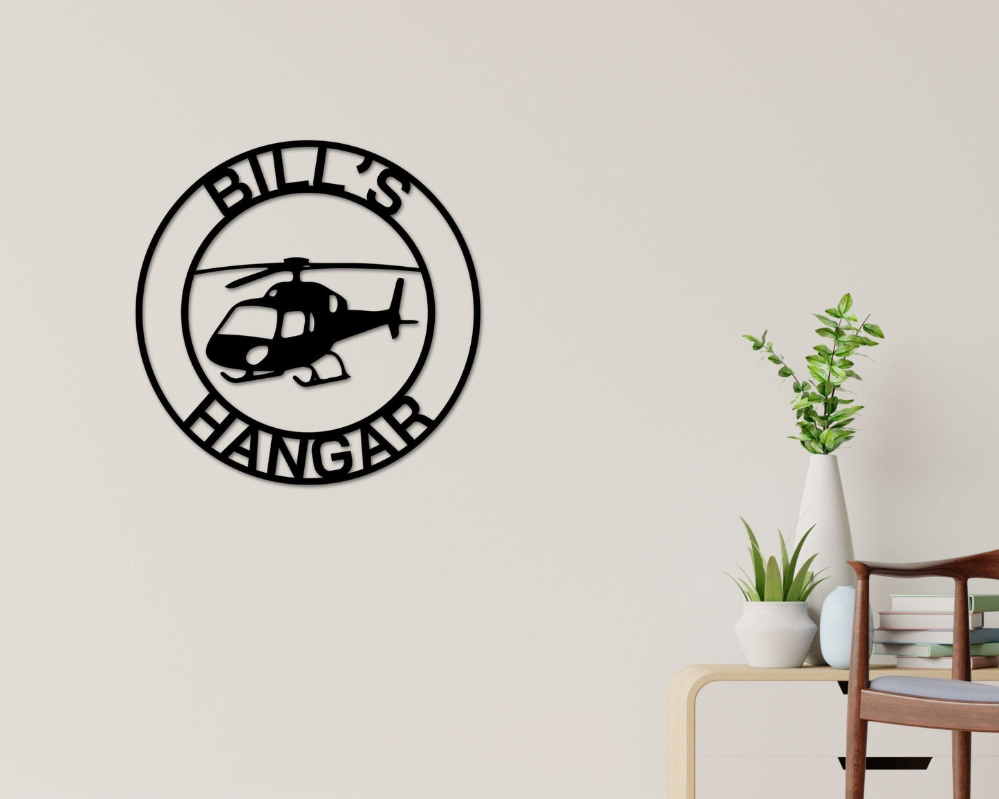 Helicopter Hangar Sign, Personalized Pilot Name Sign, Custom Aviation Lover, Man Cave Sign, Helicopter Sign, Personalized Helicopter Sign