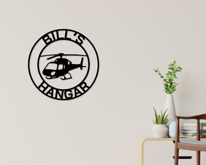 Helicopter Hangar Sign, Personalized Pilot Name Sign, Custom Aviation Lover, Man Cave Sign, Helicopter Sign, Personalized Helicopter Sign