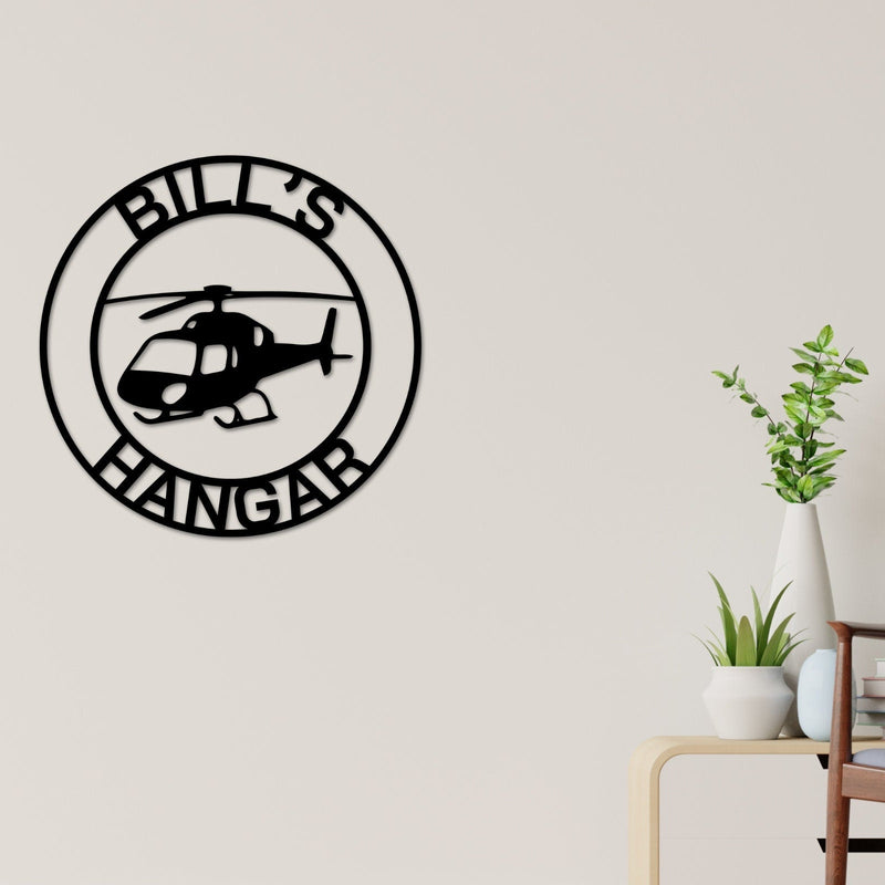 Helicopter Hangar Sign, Personalized Pilot Name Sign, Custom Aviation Lover, Man Cave Sign, Helicopter Sign, Personalized Helicopter Sign