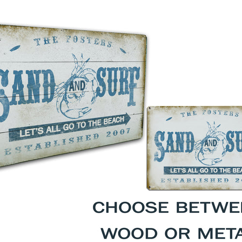 Custom Beach House Sign on Metal or Wood - FREE Personalization